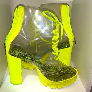 Neon green heel booties size 9